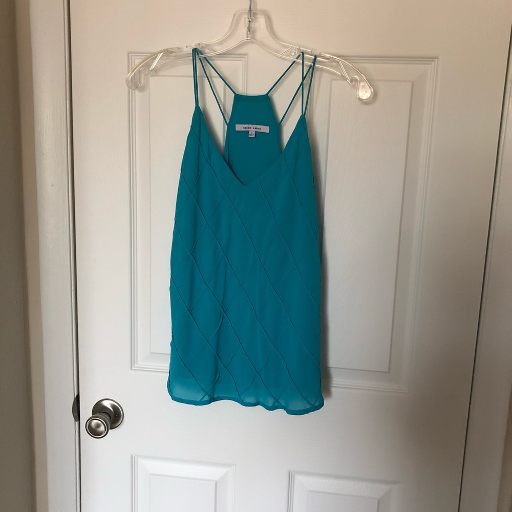 Naked Zebra Blue Tank Top, Spaghetti Strap Blouse